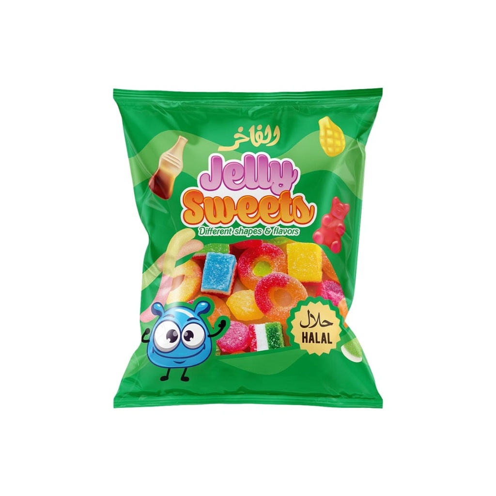 ALfakhr jelly sour rainbow rings halal 80 gx30green